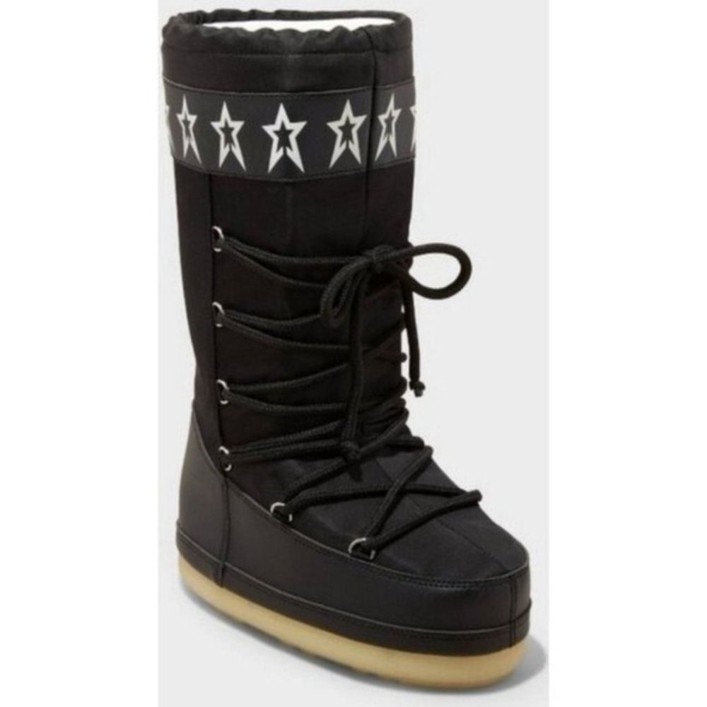 wild fable Black Star-Trim Winter Lace-Up Boots